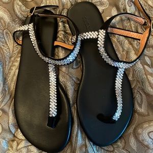 Never worn black bling sandals